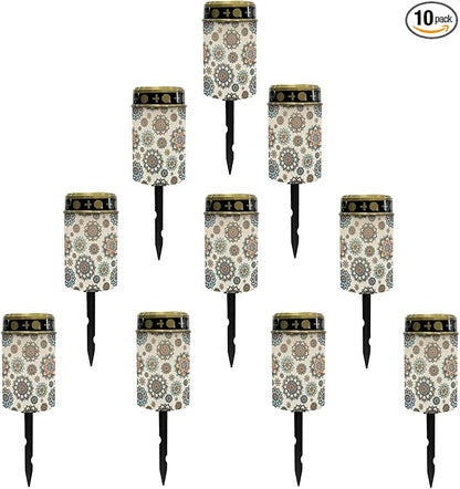 Bohemian Boho Floral Solar Garden Lights Fairy Lights Solar-Powered Lights for Outside,Led Solar-Lantern Flameless Solar Stake Lights Warm White Solar Pathway Lights Landscape Lighting