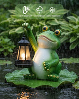 Solar Frog Garden Statue Light, Outdoor Waterproof Decorative Lantern Figurine, Cute Yard Art for Garden Patio Pond | Lumora