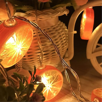 Fruit String Lights Battery Powered Indoor Outdoor Lighting Lamp Strawberry/Grape/Watermelon/Lemon/Banana for Wedding Home Birthday Garden Yard Patio Party Decorations (Orange Lemon)