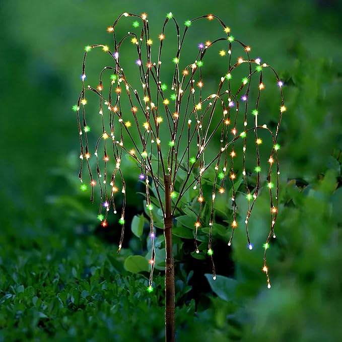 FUCHSUN 4.6 FT 200 LED Solar Lighted Willow Tree Outdoor, Light Up Weeping Willow Tree Garden Pathway Lights | Lumora