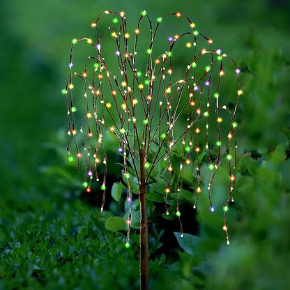 FUCHSUN 4.6 FT 200 LED Solar Lighted Willow Tree Outdoor, Light Up Weeping Willow Tree Garden Pathway Lights, Outside Decor Home Patio Yard Party Wedding Christmas Decorations (Multicolored)