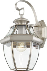Livex Lighting 2151-91 Monterey 1 Light Outdoor Brushed Nickel Finish Solid Brass Wall Lantern with Clear Beveled | Lumora