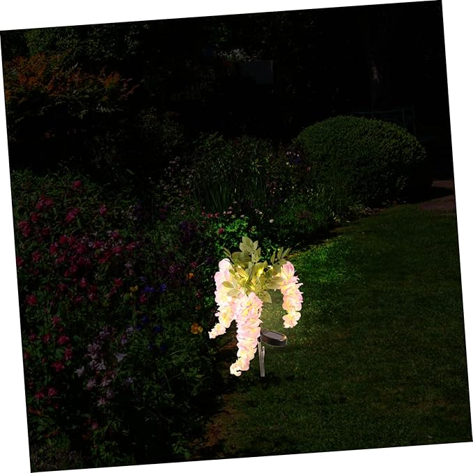 Mikikit Solar Pathway Light Led Solar Garden Landscape Lamp Wisteria Design for Outdoor Decoration Courtyards and Gardens