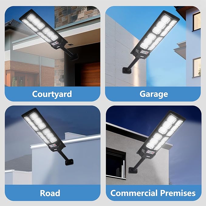 Solar Street Lights Outdoor 800W with Motion Sensor & Remote, IP67 Waterproof Wall Light, 6Hrs Bright LED for Garden/Yard/Street, Wireless Radar Sensing & Auto On/Off