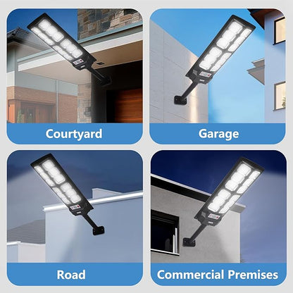 Solar Street Lights Outdoor 800W with Motion Sensor & Remote, IP67 Waterproof Wall Light, 6Hrs Bright LED for Garden/Yard/Street, Wireless Radar Sensing & Auto On/Off