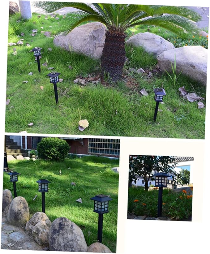 2pcs Solar Garden Path Lamps Outdoor LED Lawn Light Landscape Spotlights with Color Changing for Patio Safety Lighting