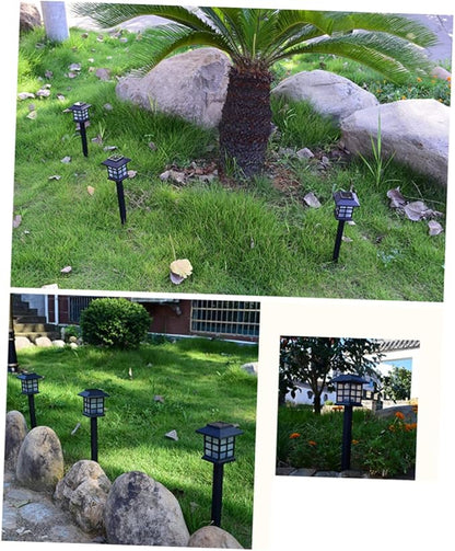 2pcs Solar Garden Path Lamps Outdoor LED Lawn Light Landscape Spotlights with Color Changing for Patio Safety Lighting