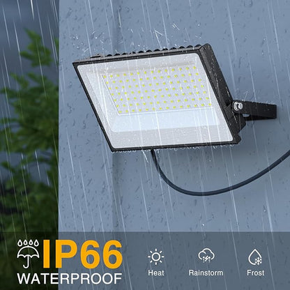 Onforu 120W Flood Lights Outdoor, 12000lm Bright LED Work Light with Plug, 6500K Daylight White LED Flood Lighting, IP66 Waterproof Security Yard Lights for Yard Garage Stadium 2 Pack