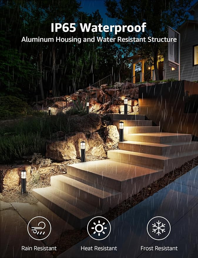 SUNVIE 4-Pack Low Voltage Pathway Lights 3W 3000K 12-24V LED Landscape Bollard Path Lights with Connectors CRI 90+ | Lumora