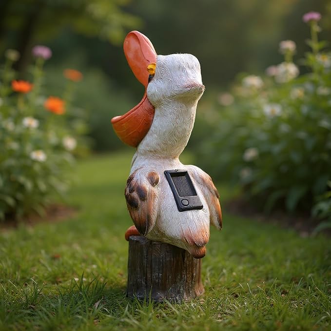 Elenon Pelican Statues Garden Statues, 14 Inch Outdoor Solar Yard Art Coastal Ocean Bird, Sculpture Ornament for Backyard Porch Lawn Patio Pond Decor