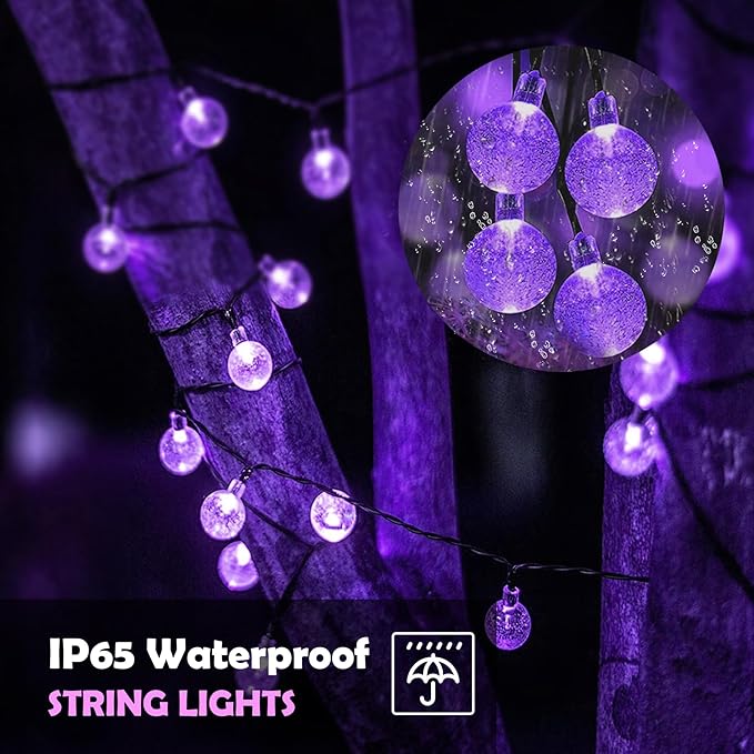 20 LED Decorations Crystal Globe Solar String Outdoor Lights with 8 Lighting Modes Waterproof Solar Powered Patio | Lumora