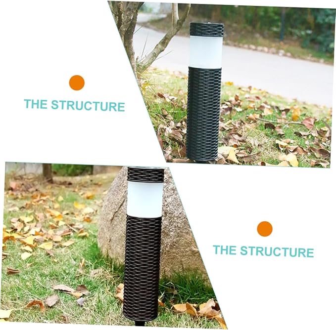 Lurrose Solar Garden Light Led Outdoor Stake Light Solar-Powered Landscape Lighting for Garden Decor Easy to Install Imitation Rattan Design for Use