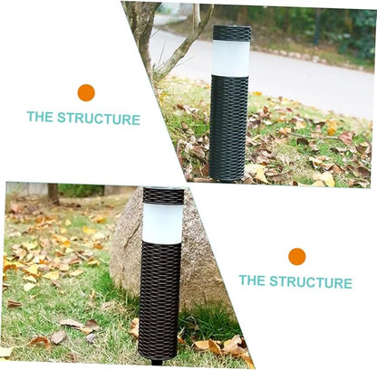 Lurrose Solar Garden Light Led Outdoor Stake Light Solar-Powered Landscape Lighting for Garden Decor Easy to Install Imitation Rattan Design for Use