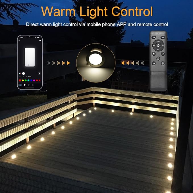 LED Deck Light Kit, 10pcs Φ1.77” WiFi Wireless Smart Phone Control Low Voltage Recessed RGBW Deck Lights with | Lumora