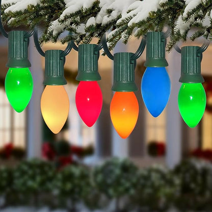 C7 LED Christmas Lights Outdoor 25Ft Vintage Christmas Lights with 27 Shatterproof Colored LED Bulbs(2 Spare), Connectable Old Fashioned Xmas Light for Patio Holiday Party Wedding Xmas Tree Decor