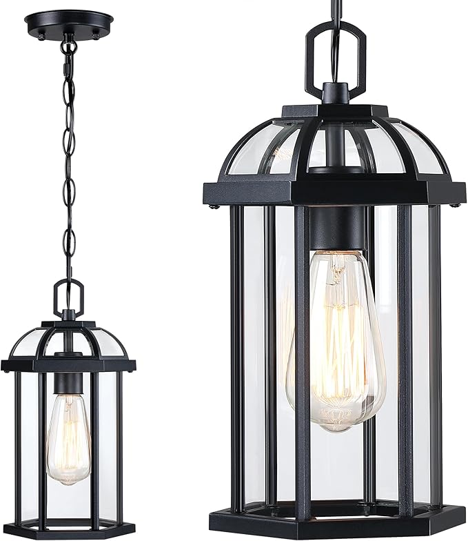 Outdoor Pendant Light,Modern Hanging Porch Light,Black Exterior Pendant Lighting Fixture, Outdoor Chandelier for | Lumora