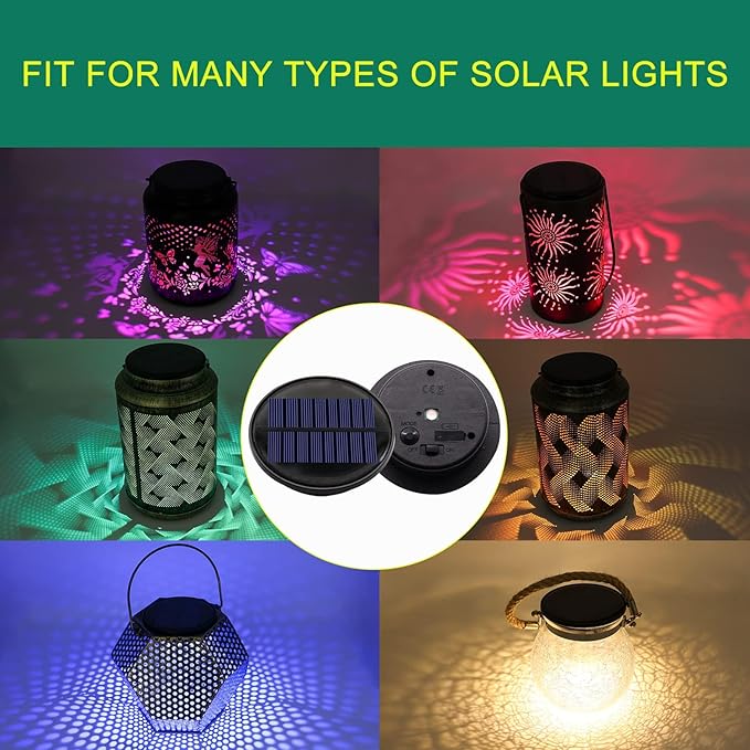 ZNYCYE Upgraded Replacement Solar Light Parts(Top Size 3.66 in), 4 Pack 8 Colors Solar Replacement Top Parts Lantern Lids for Garden Patio Yard Outdoor Hanging Lanterns