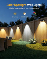 Solar Fence Lights 4 Pack, Warm White, Cool White and RGB Color Glow LED Outdoor Lighting, IP65 Waterproof Outdoor | Lumora