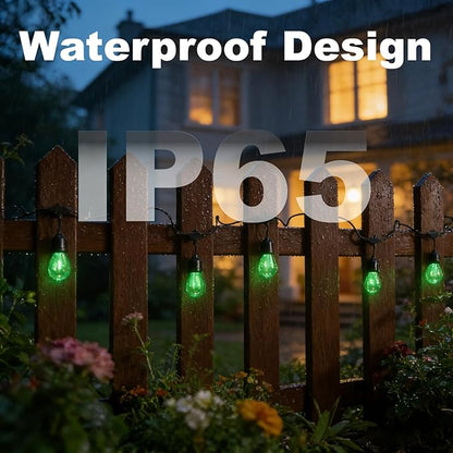 Outdoor String Lights Waterproof - 24FT Color Changing Led Outside Patio Light with 12 Bulbs, Remote Control RGBW Outside Lights for House Yard Party Balcony Bistro Backyard Decor