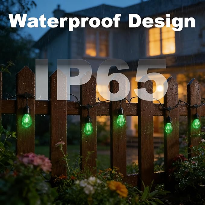 Outdoor String Lights Waterproof - 48FT Color Changing Led Outside Patio Light with 20 Bulbs, Remote Control RGBW Outside Lights for House Yard Party Balcony Bistro Backyard Decor