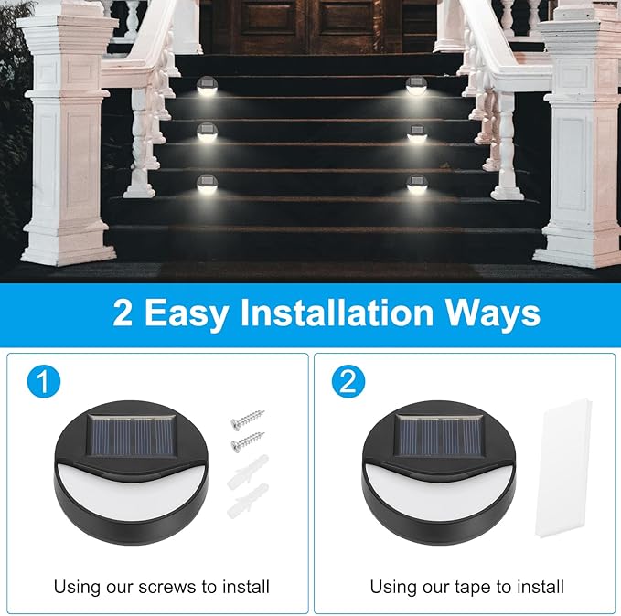 PATIKIL Solar Lights Outdoor Waterproof, 2Pack Wall Sconce LED Stair Light for Decor, Deck, Step, Fence, Porch and Patio, Warm White