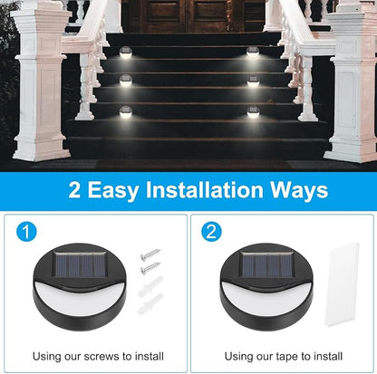 PATIKIL Solar Lights Outdoor Waterproof, 2Pack Wall Sconce LED Stair Light for Decor, Deck, Step, Fence, Porch and Patio, Warm White