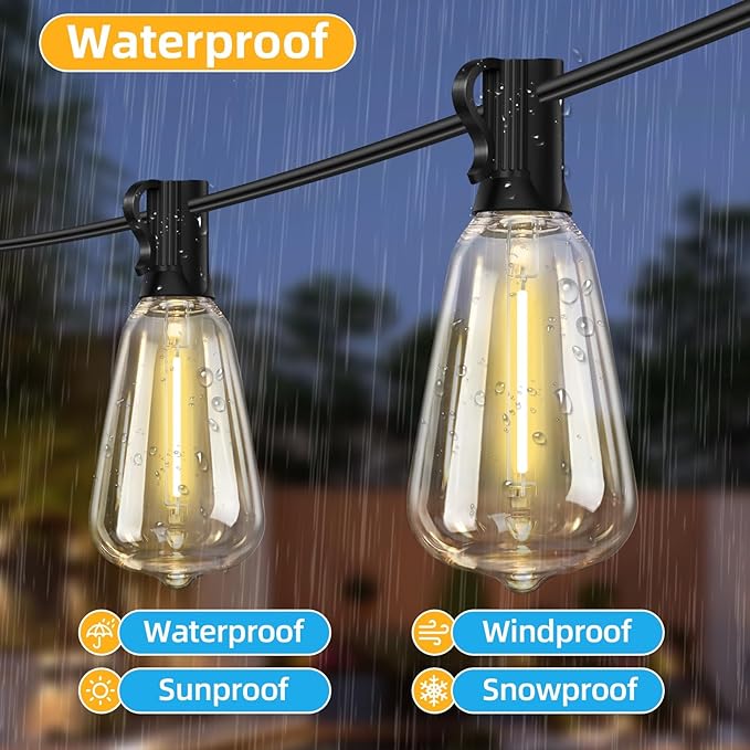 ST38 Outdoor String Lights 25FT with 12+1 LED Bulbs, E12 Socket, Waterproof Commercial Grade, 2700K Warm White for | Lumora