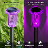DenicMic Solar Lights Outdoor 10 Pack Waterproof Purple LED Stainless Steel Stake Outside Lights for Yard Pathway | Lumora