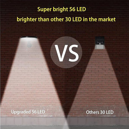 eLEDing EE805W56 - 50W Equivalent Outdoor Solar Powered Lights 56 LED Ultra Bright Self-Contained 180° Motion Sensor Security Wall Light 80° Rotation IP65 Waterproof Light for Patio Yard Garden Porch