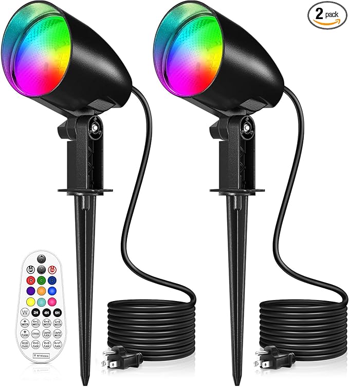 20W RGBW Color Changing Outdoor Spotlight with Remote Control 1880LM IP66 Waterproof LED Spot Lights for Christmas | Lumora