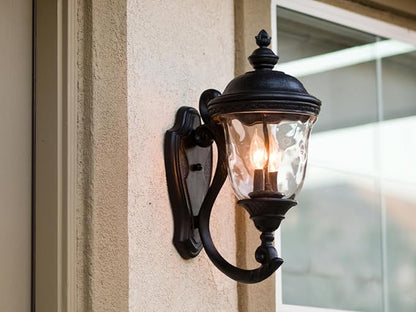 Maxim Lighting 40496WGOB Carriage Collection 20 Inch Two-Light Outdoor Wall Lantern - in an Oriental Bronze Finish I LED Compatible I Traditional Style Light Fixture I