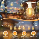 LAMPHOME 26 Feet LED Outdoor String Lights with 12+1 Shatterproof G40 Edison Bulbs, Connectable and Weatherproof | Lumora