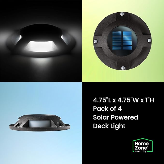 Home Zone 12 Packs Outdoor Solar Deck Light, Black, 120 Lumens Total, Waterproof, Dusk to Dawn, Aluminum Plastic | Lumora
