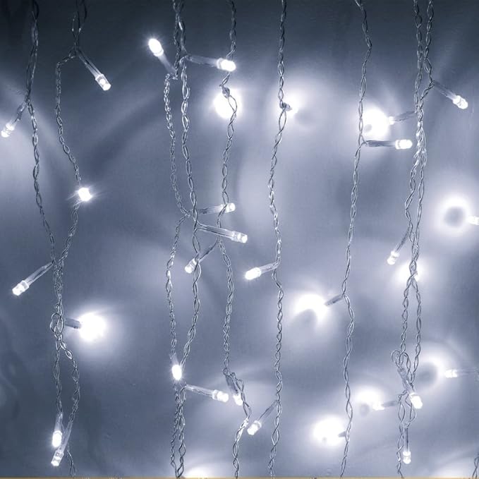 Lainin 3.5M/11ft 96 LED White Linkable Fairy Curtain String Light with 8 Modes Functional Controller for | Lumora