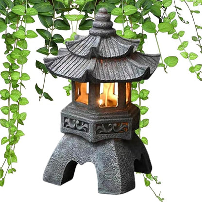 Garden Statues Outdoor, Solar Garden Statues, Palace Lamp Solar Powered Zen Lantern, Solar Yard Decorations for Outside Patio, Garden, Lawn (B)