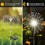 Solar Garden Lights Outdoor,Waterproof Garden,2 Pack 200 LED Twinkling Firework Lights Decorative with 8 | Lumora