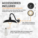 17in. Satin Black Outdoor Gooseneck Barn Light Fixture With 14.5 in. Long Extension Arm - Wall Sconce Farmhouse | Lumora