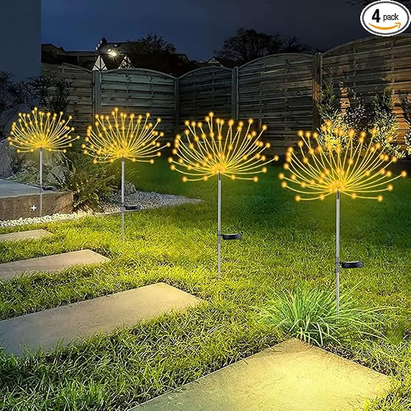4 PCS Solar Firework Light, Outdoor Solar Garden Decorative Lights 120 LED Powered 40 Copper Wires String DIY | Lumora