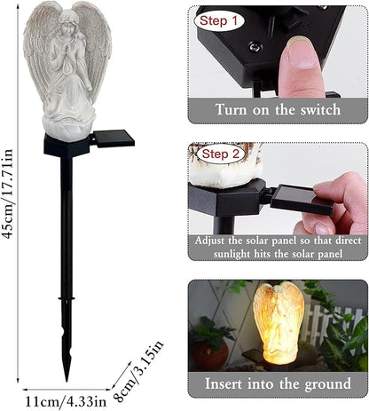 Solar Garden Angel Lights, Waterproof Outdoor Garden Angels Statue Decorations Angel Solar Lights for Cemetery Gravesite Grave Outside Yard Patio Lawn Porch