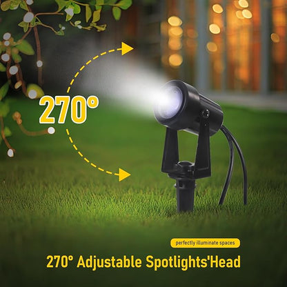 Solar Powered Landscape Spotlights, 4-Pack with Remote Control, Black, IP65 Waterproof, 270° Adjustable Head, RGBW, 150LM, 3000K, Outdoor Garden Path Lights with 3W Solar Panel