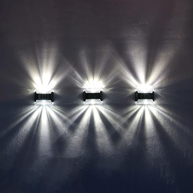 4PCS IP65 Waterproof Solar Lights Outdoor, Led Solar White Lights, LED Solar Stair Outdoor Light, Garden Yard Fence Wall Lamp for Outdoor Stairs, Step, Fence, Yard, Patio, Pathway, Garden Decor