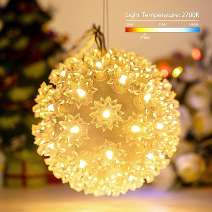 Brightown Outdoor Christmas Decorations-Starlight Sphere, Replaceable Bulbs with Add-On Plug,Lighted Sphere Balls for Trees Party Wedding Patio Indoor Decorations 5.5in-3pc 50 LED(Warm White)