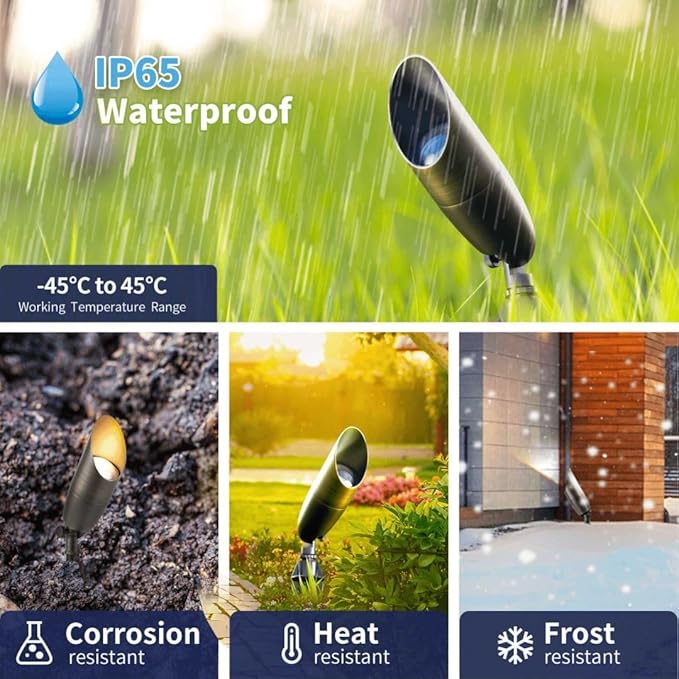Gardenreet Spotlight Low Voltage LED - 12V Outdoor Ground Spot Light Fixture, Weather Proof Brass Landscape Lights | Lumora