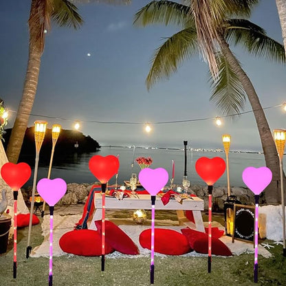 6 Pack Solar Red Heart Stake Lights for Valentines Day Decor, Outdoor Waterproof Heart Shaped Solar Light for Garden Pathway Light Cemetery Grave Porch Walkway Valentine's Theme Decorations