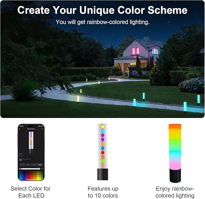 Outdoor Pathway Lights, Color Changing Walkway Lights, Waterproof Landscape Path Lights, APP/Control Box/Remote | Lumora