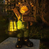 Solar Garden Decor Statues: Handmade Resin Statue with LED Light,Highland Cow Figurine Outdoor Garden Decor Unique | Lumora
