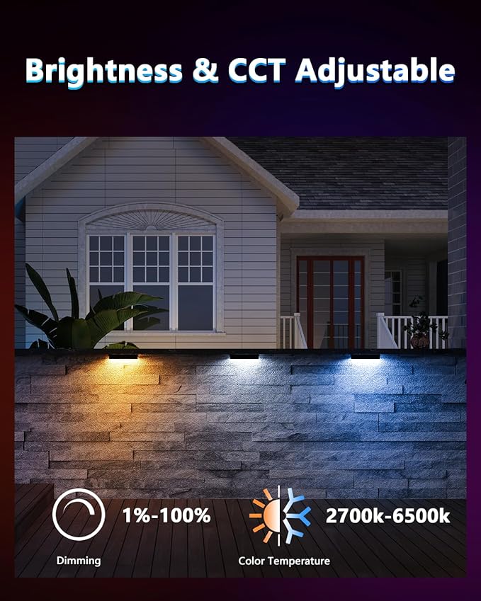 Teekuv 8 Pack 7 Inch RGB LED Hardscape Lighting, 5W Smart Retaining Wall Lights 16 Million Colors with Remote | Lumora