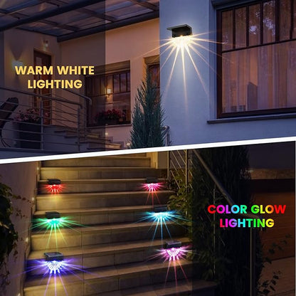 Solar Deck Lights Outdoor - 8 Pack Solar Step Light CIYOYO Waterproof Fence Lights for Patio Stairs Post Pathway Porch Driveway Yard Garden Decor, Warm White/LED Color Glow Lighting