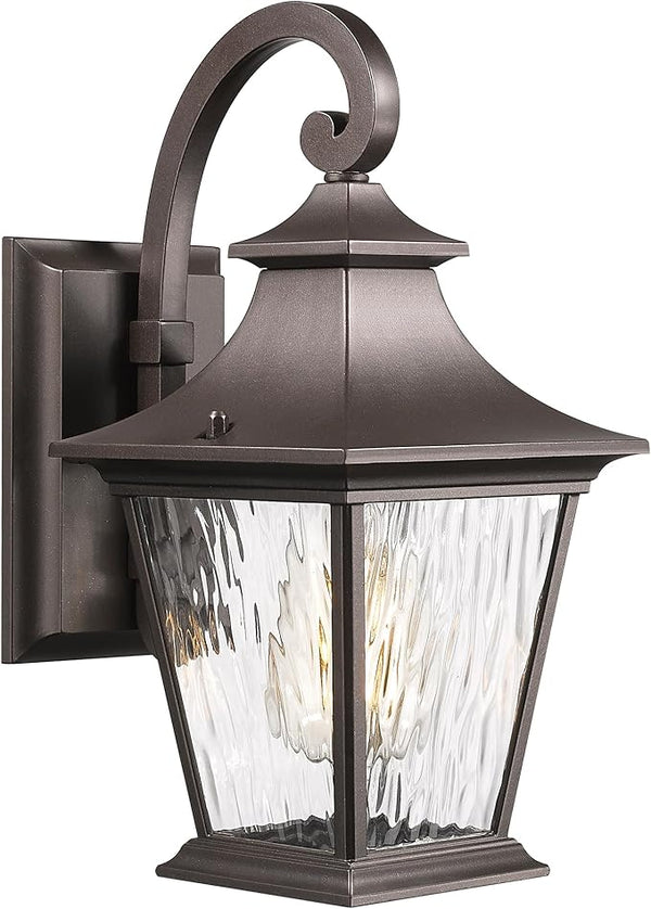 Emliviar 12.2 Inch Wall Light with Water Ripple Glass, 1-Light Outdoor Patio Light for House, Die-cast Aluminum in | Lumora
