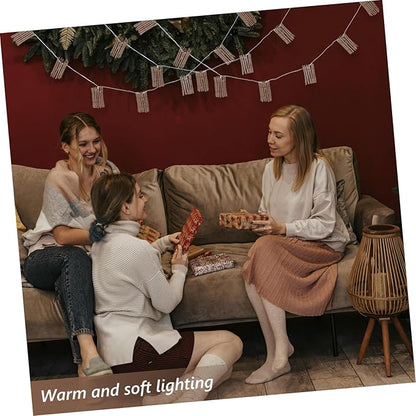 ABOOFAN Rattan String Lights for Outdoor Decor Elegant Decorative Lighting for Patios Balconies Gardens Warm Bulbs for Festive Parties Celebrations Battery Operated